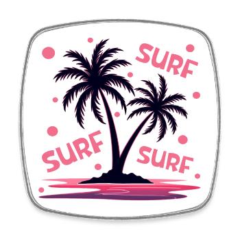 Surfing Palm Trees - Square fridge magnet - white - Front