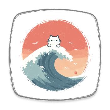 Katzenwelle am Abendmeer - Viereckiger Kühlschrankmagnet - Weiß - Vorne