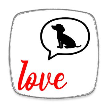 Liebeserklärung Hund - Viereckiger Kühlschrankmagnet - Weiß - Vorne