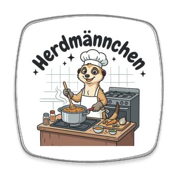 Herdmännchen Koch Suricate au poêle - Magnet carré - blanc - Devant