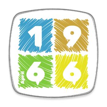 60th Birthday Colored Patches since 04/1966 - Square fridge magnet - white - Front