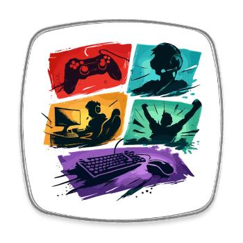 Bunte Gaming Panels Zocker-Universum - Viereckiger Kühlschrankmagnet - Weiß - Vorne