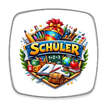 Student Learning World Sticker Design - Square fridge magnet - white - Front
