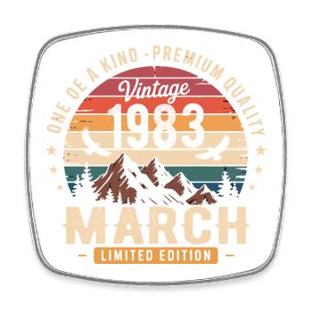 March 1983 43rd Anniversary Gift March 1983 - Square fridge magnet - white - Front
