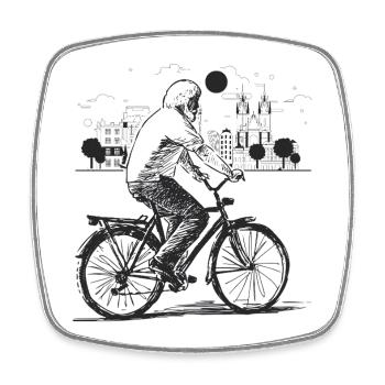 Fahrrad Alter Mann Stadt Skyline Radfahren - Magnet carré - blanc - Devant
