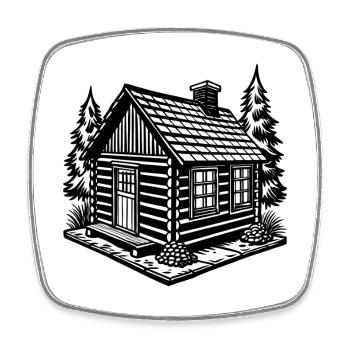 Blockhütte - Viereckiger Kühlschrankmagnet - Weiß - Vorne