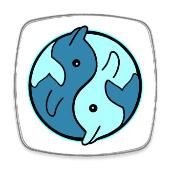 Dolphins YinYang Circle Design - Square fridge magnet - white - Front
