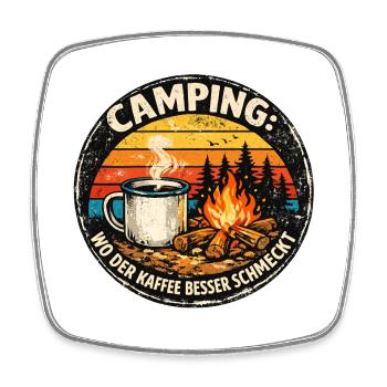 Le café camping a meilleur goût - Magnet carré - blanc - Devant