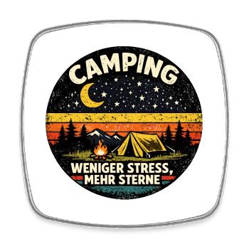 Camping, moins de stress, plus d’étoiles. - Magnet carré - blanc - Devant