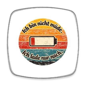 Ich lade nur nach Retro Akku - Viereckiger Kühlschrankmagnet - Weiß - Vorne