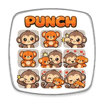 Monkey Cute Baby Fist Punch Gift - Square fridge magnet - white - Front