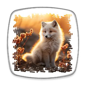 Arctic fox in the Sobbeb sinking - Square fridge magnet - white - Front