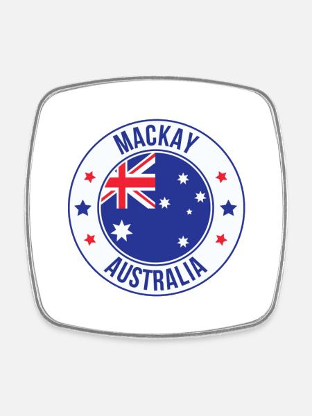 Mackay Australia Circular Emblem - Square fridge magnet - white