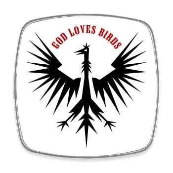 Blason de l’Aigle et de l’Oiseau - Dieu aime les oiseaux - Magnet carré - blanc - Devant