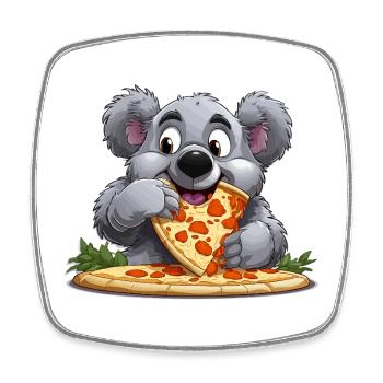 Pizza-Liebe Koala - Viereckiger Kühlschrankmagnet - Weiß - Vorne