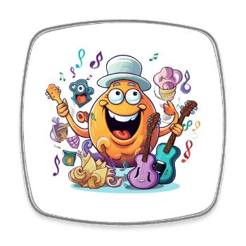 Fruit Rocker à la guitare - Magnet carré - blanc - Devant