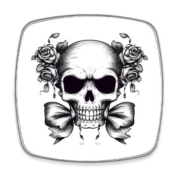 Skull Roses Contrast Design - Square fridge magnet - white - Front