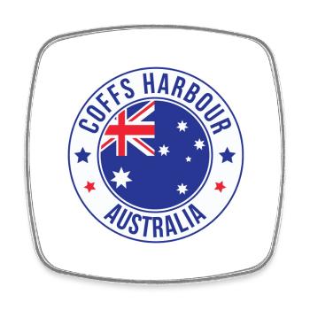 Coffs Harbour Australien-Abzeichen - Viereckiger Kühlschrankmagnet - Weiß - Vorne