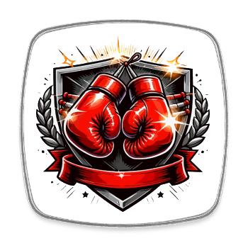 Boxing Glove Crest Design - Square fridge magnet - white - Front