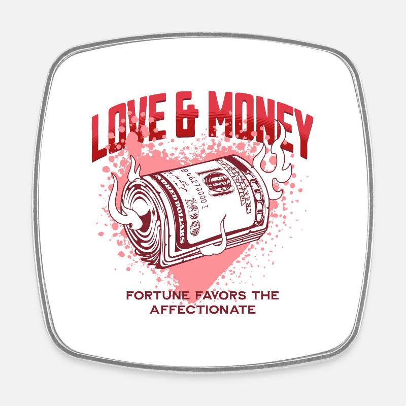 Love and Money on Fire - Square fridge magnet - white