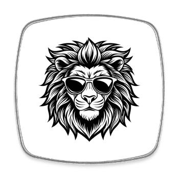Lion avec des lunettes de soleil - Magnet carré - blanc - Devant
