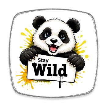 Panda Graffiti Illustration Stay Wild  - Viereckiger Kühlschrankmagnet - Weiß - Vorne