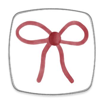 Watercolor Ribbon Bow - Square fridge magnet - white - Front