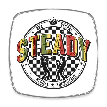Steady Ska Reggae Circle Logo - Viereckiger Kühlschrankmagnet - Weiß - Vorne