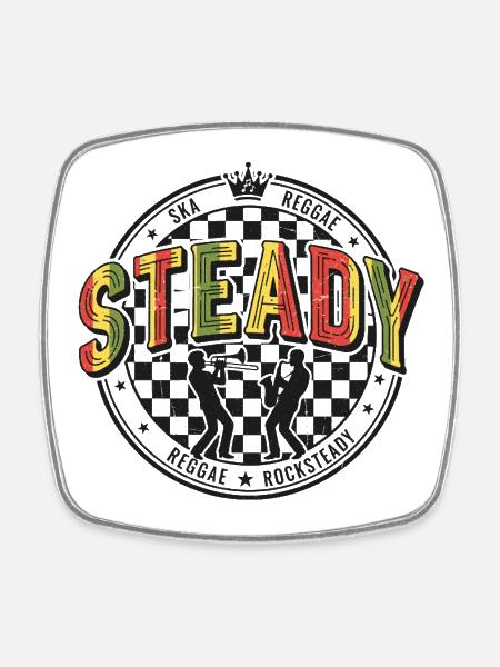 Logo du cercle Steady Ska Reggae - Magnet carré - blanc
