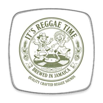 Son label de bière jamaïcaine Reggae Time - Magnet carré - blanc - Devant