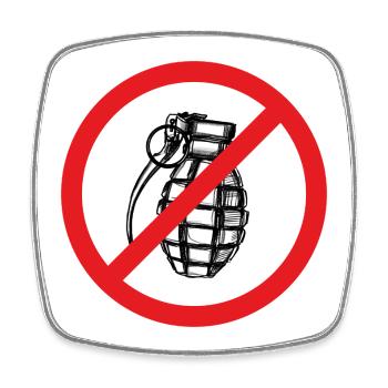 Grenade interdite ! Paix ! - Illustration - Magnet carré - blanc - Devant