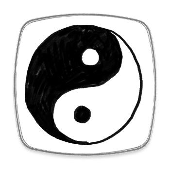 Yin Yang Symbol - Hand drawn Illustration - Viereckiger Kühlschrankmagnet - Weiß - Vorne
