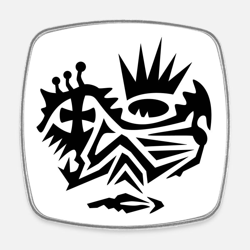 Face tattoo tribal with cross - Square fridge magnet - white