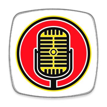 Retro Microphone Badge - Square fridge magnet - white - Front