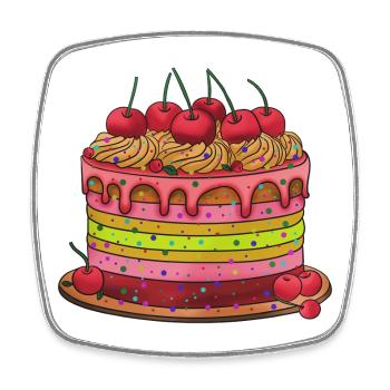 Gâteau coloré à plusieurs couches - Magnet carré - blanc - Devant