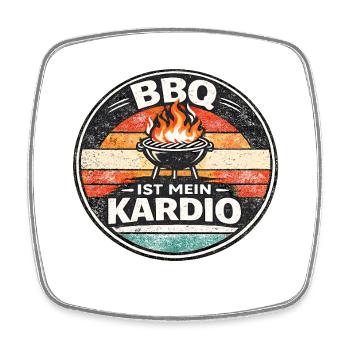 Emblème rétro BBQ Cardio - Magnet carré - blanc - Devant