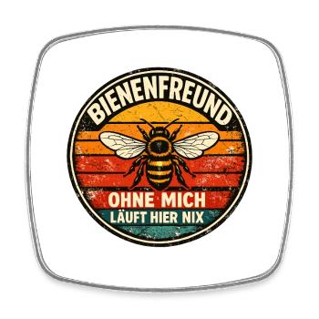 Bienenfreund Retro Spruch - Viereckiger Kühlschrankmagnet - Weiß - Vorne