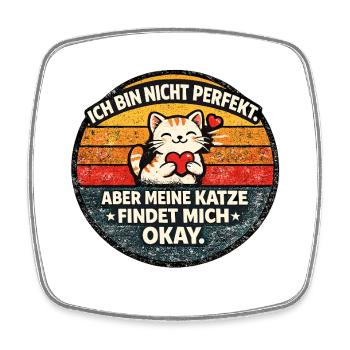 Le chat dit : Pas parfait, le chat pense que je vais bien - Magnet carré - blanc - Devant