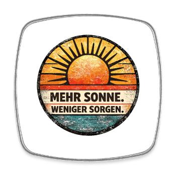 Mehr Sonne Weniger Sorgen Retro - Viereckiger Kühlschrankmagnet - Weiß - Vorne