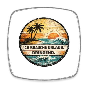 Holiday Urgent Retro Badge - Square fridge magnet - white - Front