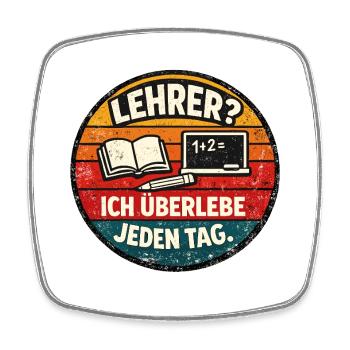 Lehrer Überleben Rundbadge - Viereckiger Kühlschrankmagnet - Weiß - Vorne
