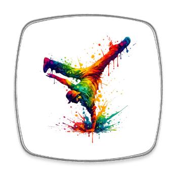 Handgespritzter Regenbogentanz - Viereckiger Kühlschrankmagnet - Weiß - Vorne
