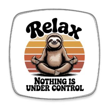 Relax Nothing Is Under Control Vintage Sloth - Square fridge magnet - white - Front