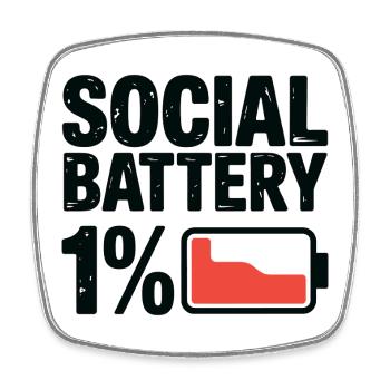 T-shirt graphique 1 % de la batterie sociale - Magnet carré - blanc - Devant
