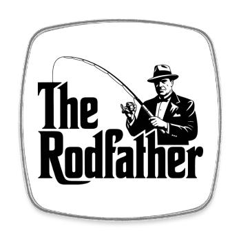 The Rodfather Funny Fishing Parody - Square fridge magnet - white - Front