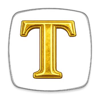 Golden T motif with shine - Square fridge magnet - white - Front