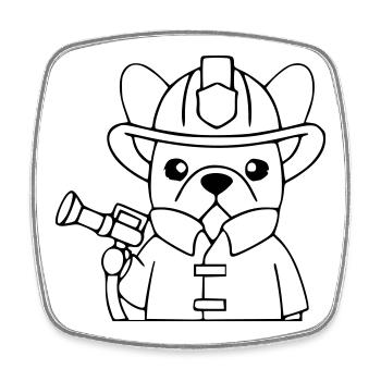 Frenchie Firefighter Dog Outline - Square fridge magnet - white - Front