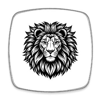 Tête de lion - Magnet carré - blanc - Devant