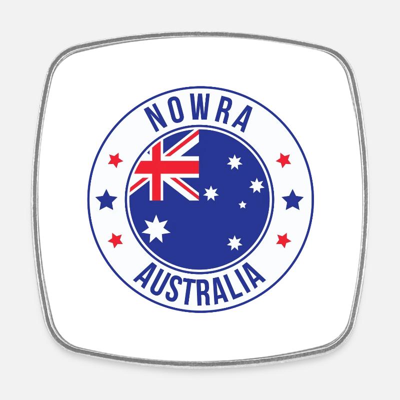 Nowra Australia Circular Flag Badge - Square fridge magnet - white