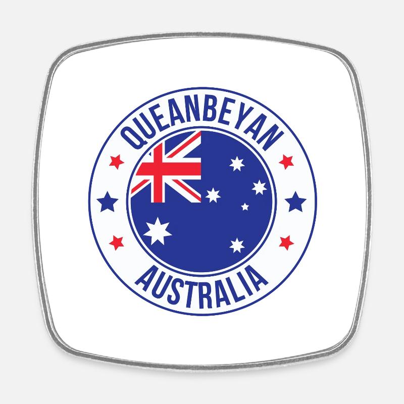 Queanbeyan Australia Emblem Badge - Square fridge magnet - white